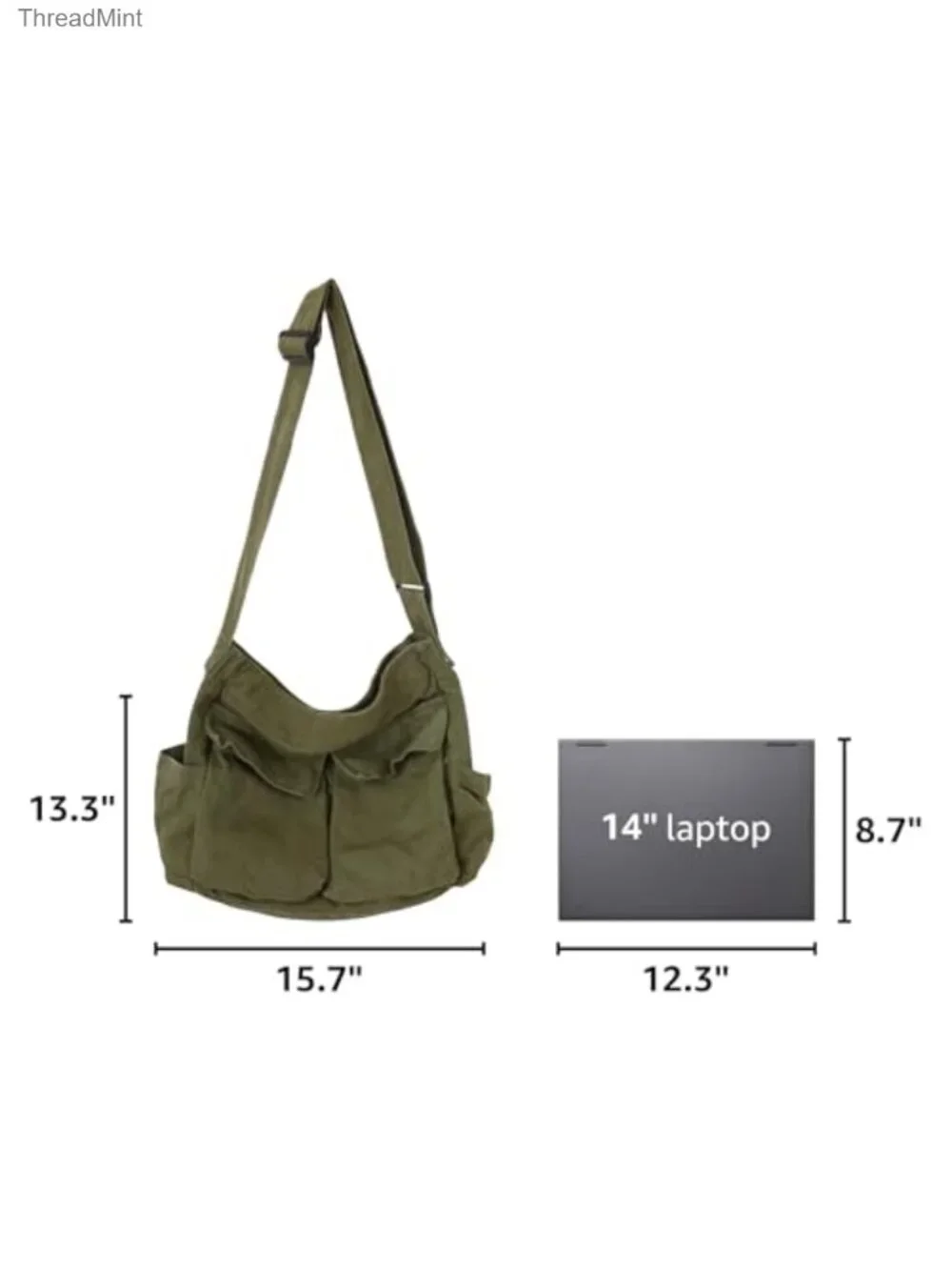 Canvas Messenger Bag Large Hobo Bag Crossbody Shoulder Tote with Pockets for